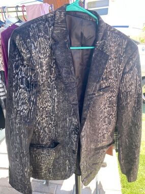 River Island Black Snake-Pattern Blazer